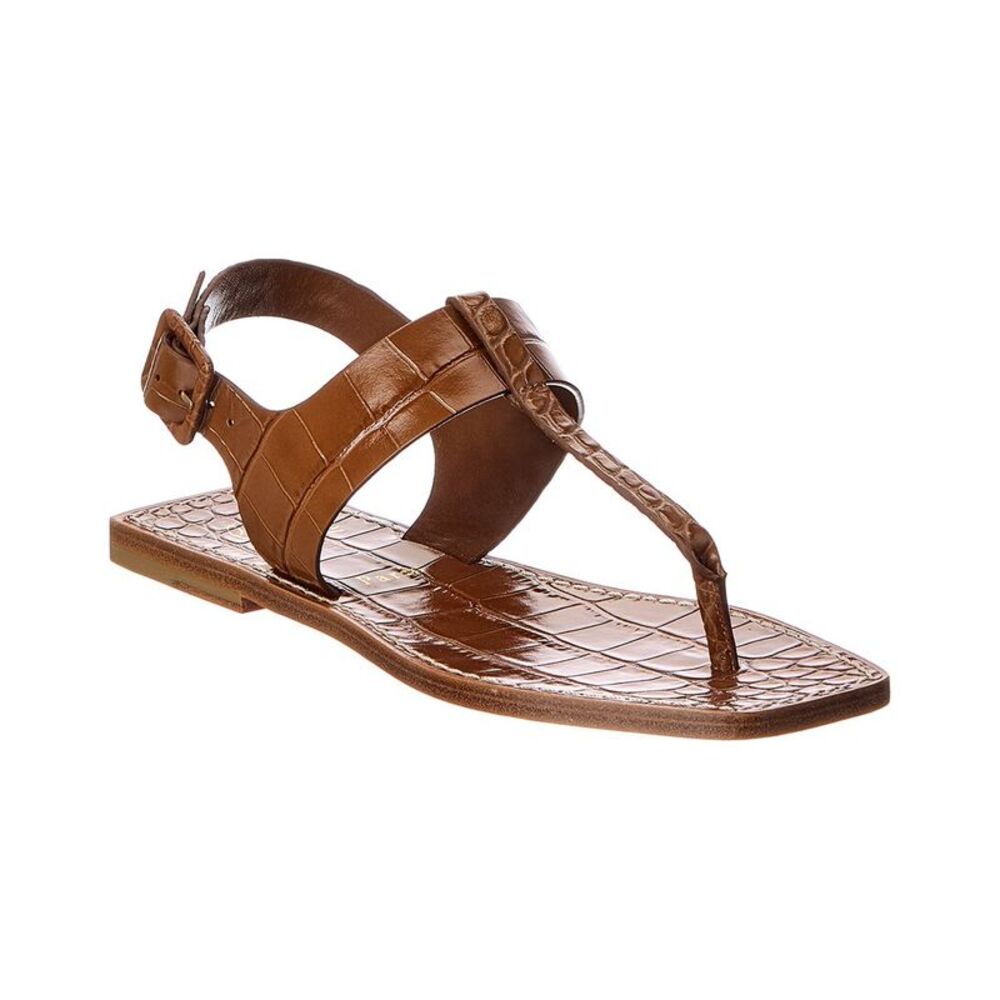 Christian Louboutin Croc-Embossed Leather Sandal, Brown